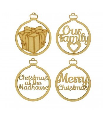 Laser Cut Pack of 4 Themed Baubles - Christmas at the Mad House